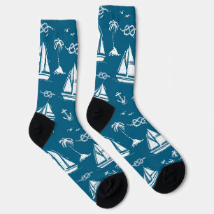 Chaussette Paradis Nautique : Chaussettes Bateau à Voile Bleu