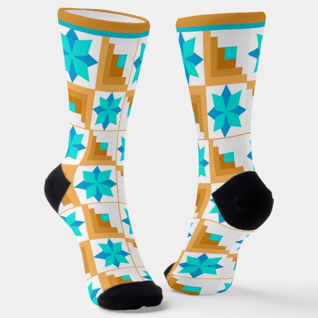 Chaussette Parchemin multicolore motif géométrique (Angulaire)