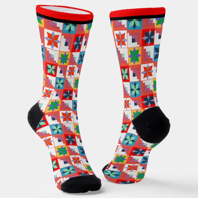 Chaussette Parchemin multicolore motif géométrique (Angulaire)