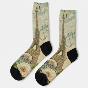 Chaussette Paris France Voyage Vintage Art Antique Peinture