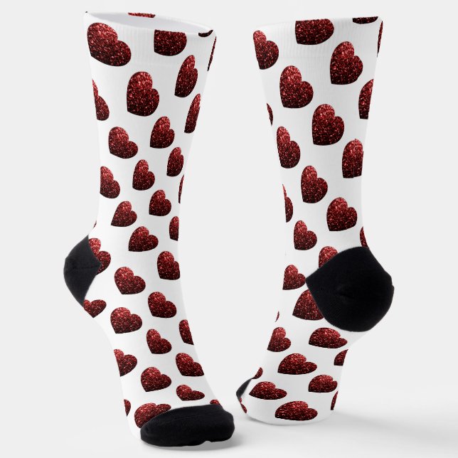 Chaussette Parties scintillant de coeur rouge foncé brille mo (Angulaire)
