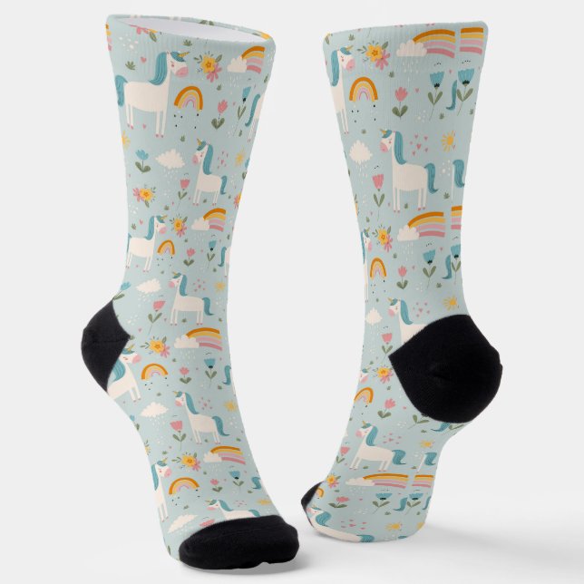 Chaussette Pastel mignon Rainbow Unicorn Motif (Angulaire)