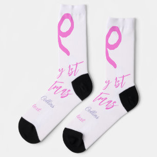 Chaussette Pastel rose violet heureux 1er Noël bow name da