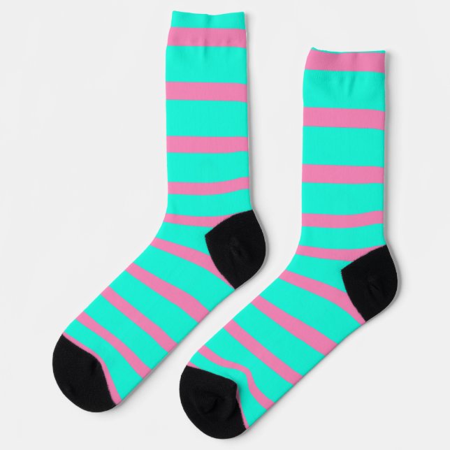 Chaussette Pastel Turquoise Bleu Vert Et Rose (Gauche)