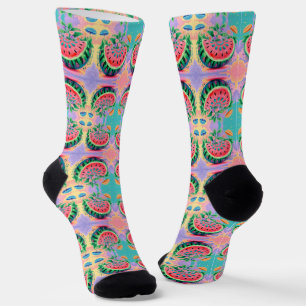 Chaussette pastèque colorée