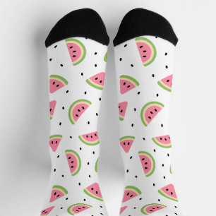 Chaussette Pastèque rose, Graines de pastèque, Motif d'été