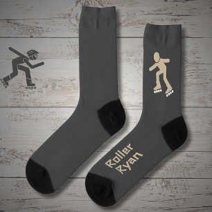 Chaussette Patin à roulettes sur fond gris avec texte