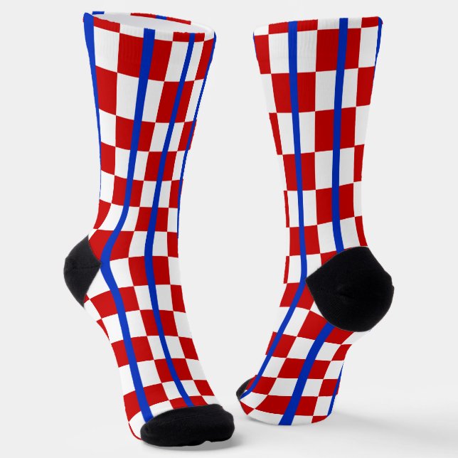 Chaussette Patriotic Checker Stripe Crew Socks (Angulaire)