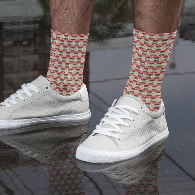 Chaussette Pattern mexicain à Beige and Red (Créateur téléchargé)