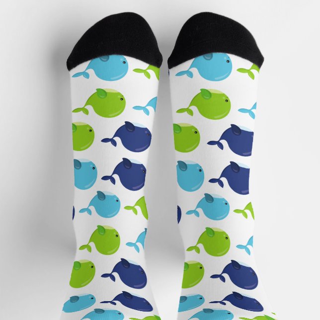 Chaussette Pattern of Whales, Cute Whales, Sea Animals (Haut)