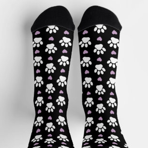 Chaussette Paw Motif, Chien Paws, White Paws, Lilac Hearts