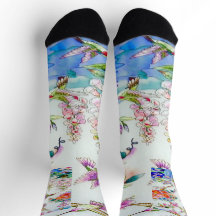 Paysage de colibri et de fleurs