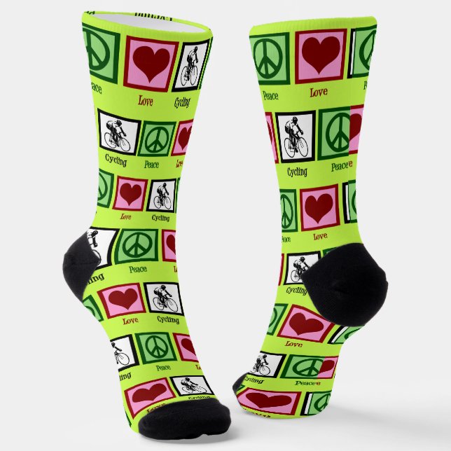 Chaussette Peace Love Cyclist mignon Neon Yellow Cyclist (Angulaire)