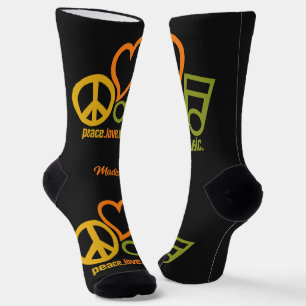 Chaussette Peace Love Music nom personnalisé