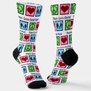 Chaussette Peace Love Social Work Cute Social Worker