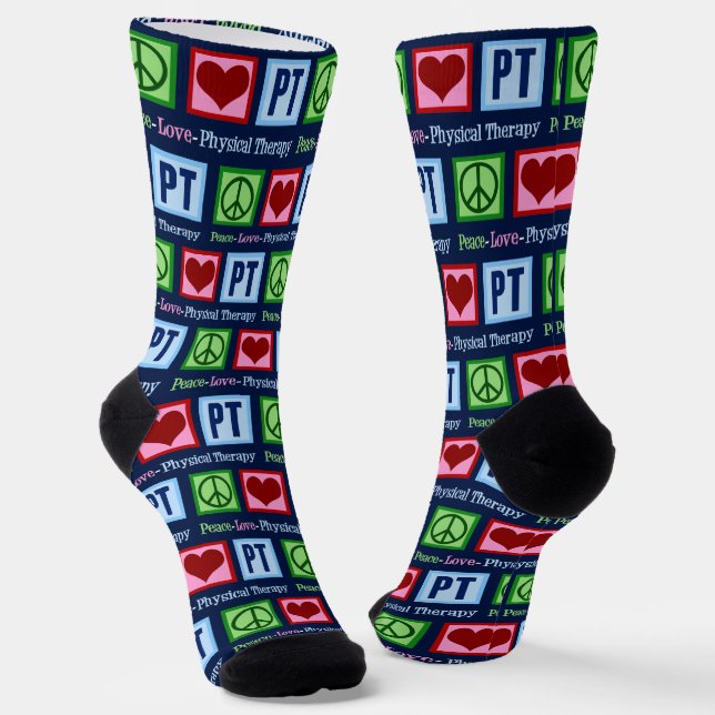 Chaussette Peace Love Thérapie physique Blue Therapist PT (Angulaire)