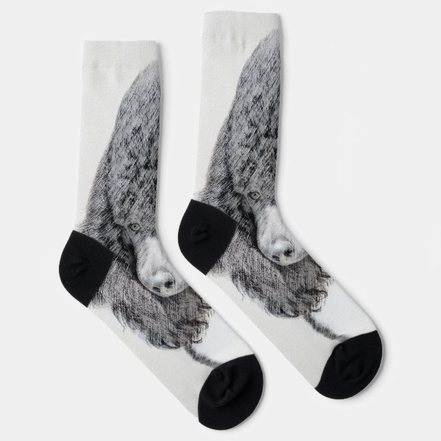 Chaussette Peinture à paille noire standard - Art du chien (Droite)