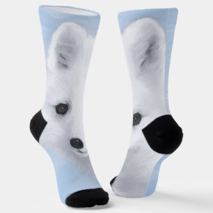 Chaussette Peinture Arctic Fox - Art original de la faune