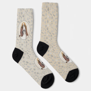 Chaussette Peinture Basset Hound - Art de chien original mign
