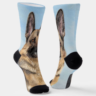 Chaussette Peinture berger allemande - jolie art original chi