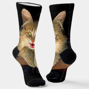 Chaussette Peinture de chat Mad - Cute Original Cat Art