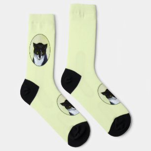 Chaussette Peinture de chat Tuxedo - Cute Original Cat Art