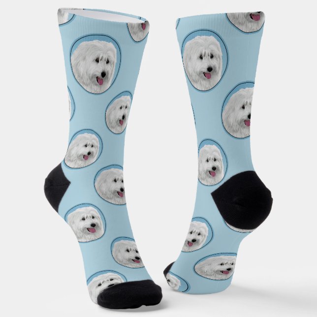 Chaussette Peinture de chien des lowland polonais art origina (Angulaire)