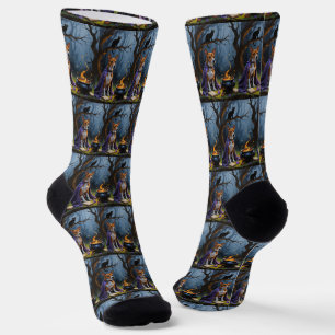 Chaussette Peinture de Halloween fantaisiste de chien Basenji