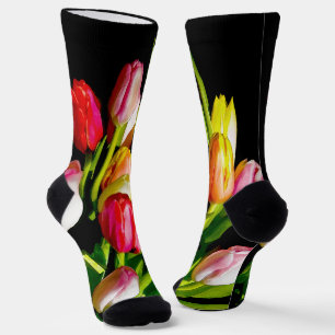 Chaussette Peinture de Tulipe - Art Floral Original