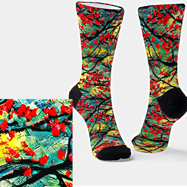 Chaussette Peinture florale 3d Acrylique texturée (Créateur téléchargé)