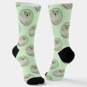 Chaussette Peinture Labrador Retriever jaune et balles de ten