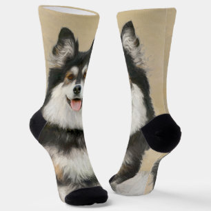 Chaussette Peinture Lapphund Finlandaise - Joli art original
