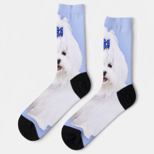 Chaussette Peinture maltaise - Joli art original pour chien