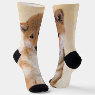 Chaussette Peinture Shiba Inu (Rouge) - Art Chien original
