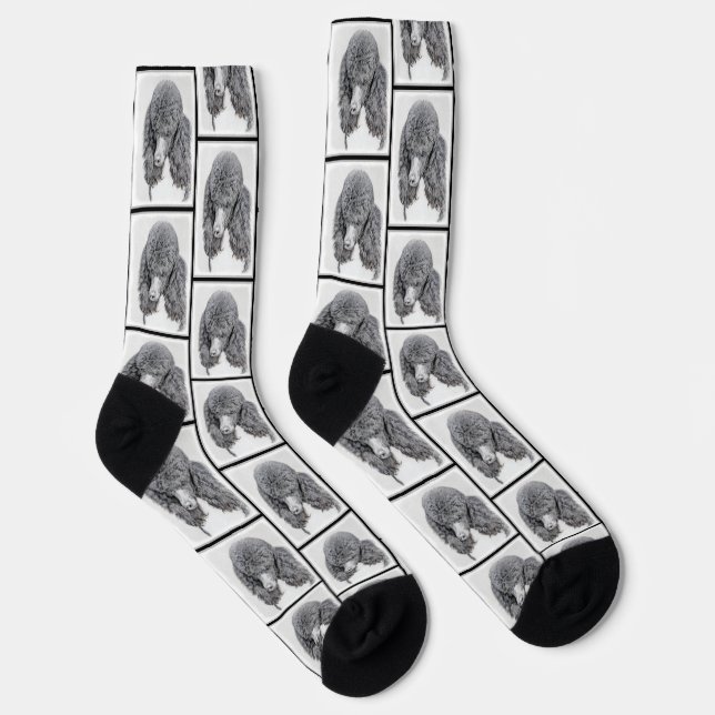 Chaussette Peinture standard de caniche Parti Black White Chi (Droite)