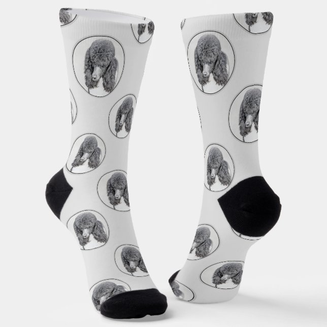 Chaussette Peinture standard de caniche Parti Black White Chi (Angulaire)