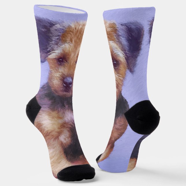 Chaussette Peinture sur la frontière de Terrier - jolie art o (Angulaire)
