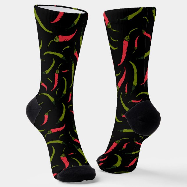Chaussette Peppers Chillies rouge et vert Motif (Angulaire)