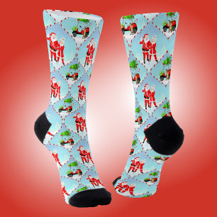 Chaussette Père Noël Et Mme Claus Golfing Ogee Motif