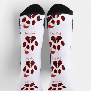 Chaussette Père Noël pattes. Joyeux Noël. Les pattes imprimen