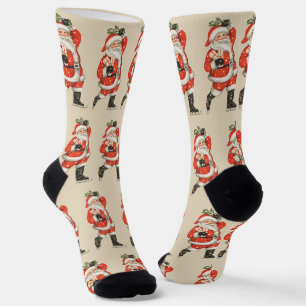Chaussette Père Noël victorien de Noël vintage patineur sur g