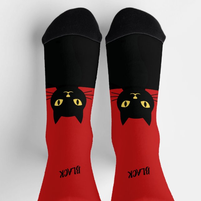 Chaussette Personalized Black Cat Socks - Cat Lovers gift  (Haut)