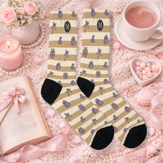 Chaussette Personalized Bookish Girl Academy Wizard Gold (Créateur téléchargé)