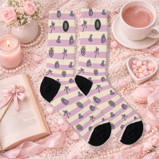 Chaussette Personalized Bookish Girl Academy Wizard Pink (Créateur téléchargé)