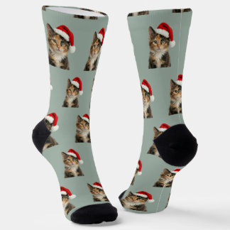 Chaussette Personalized Custom Calico Kitty Cat Christmas 