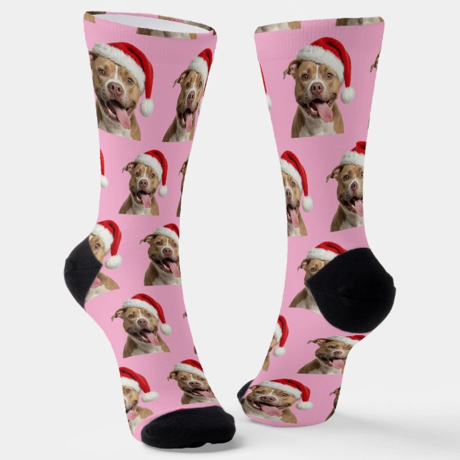 Chaussette Personalized Custom Pitbull Christmas  (Angulaire)