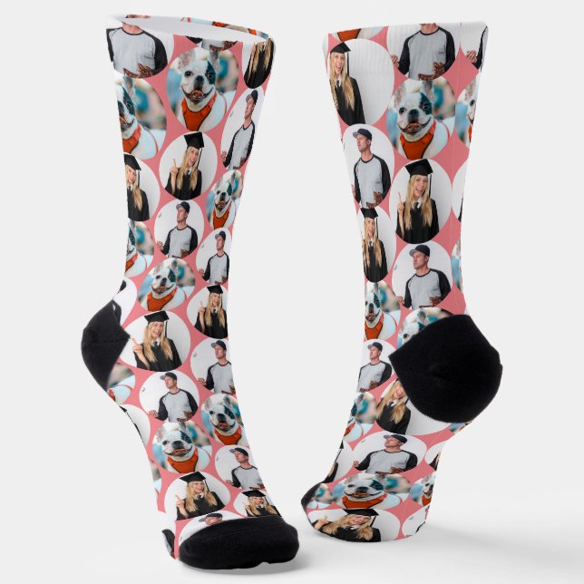 Chaussette Personnalisé 3 photos Motif rose (Angulaire)