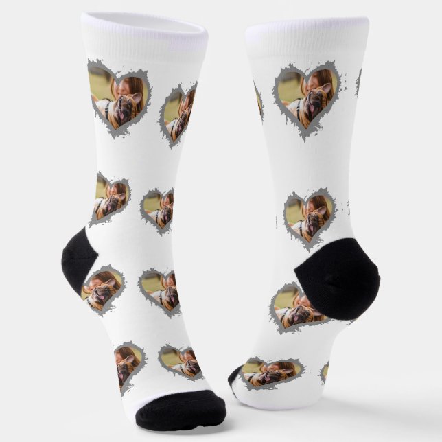 Chaussette Personnalisé Coeur élégant multi photo Socks (Angulaire)