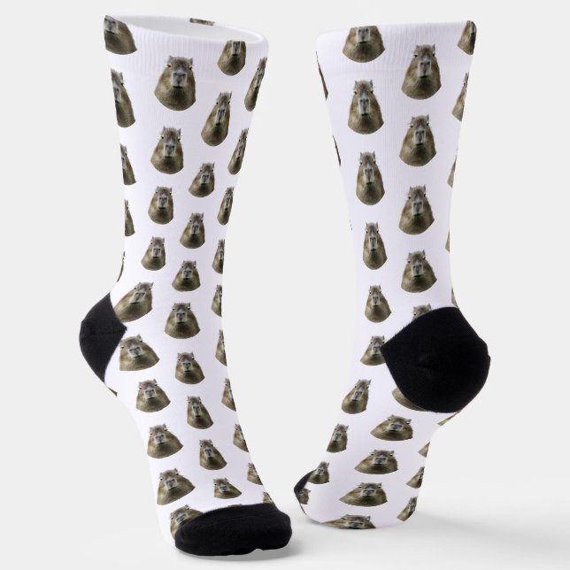 Chaussette Personnalisé drôle et mignon motif photo capybara  (Angulaire)