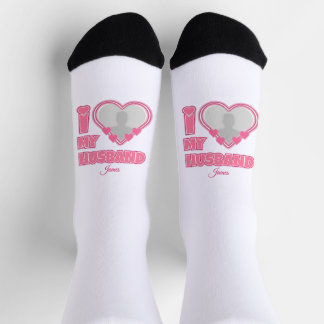 Chaussette Personnalisé I Love My Wife - Ajouter Nom & Photo